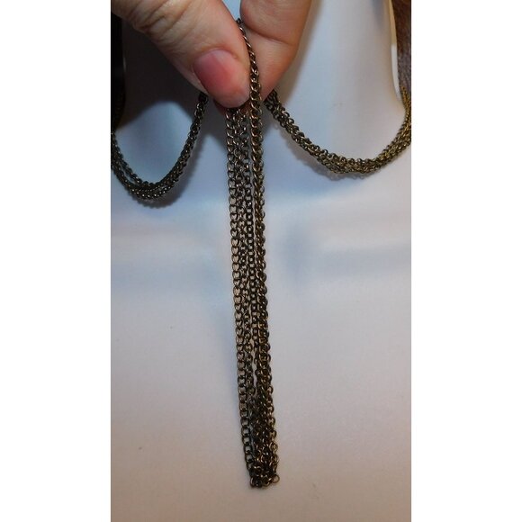 Casual Classic Antiqued Silver Tone Triple Chain Necklace - Picture 2 of 5